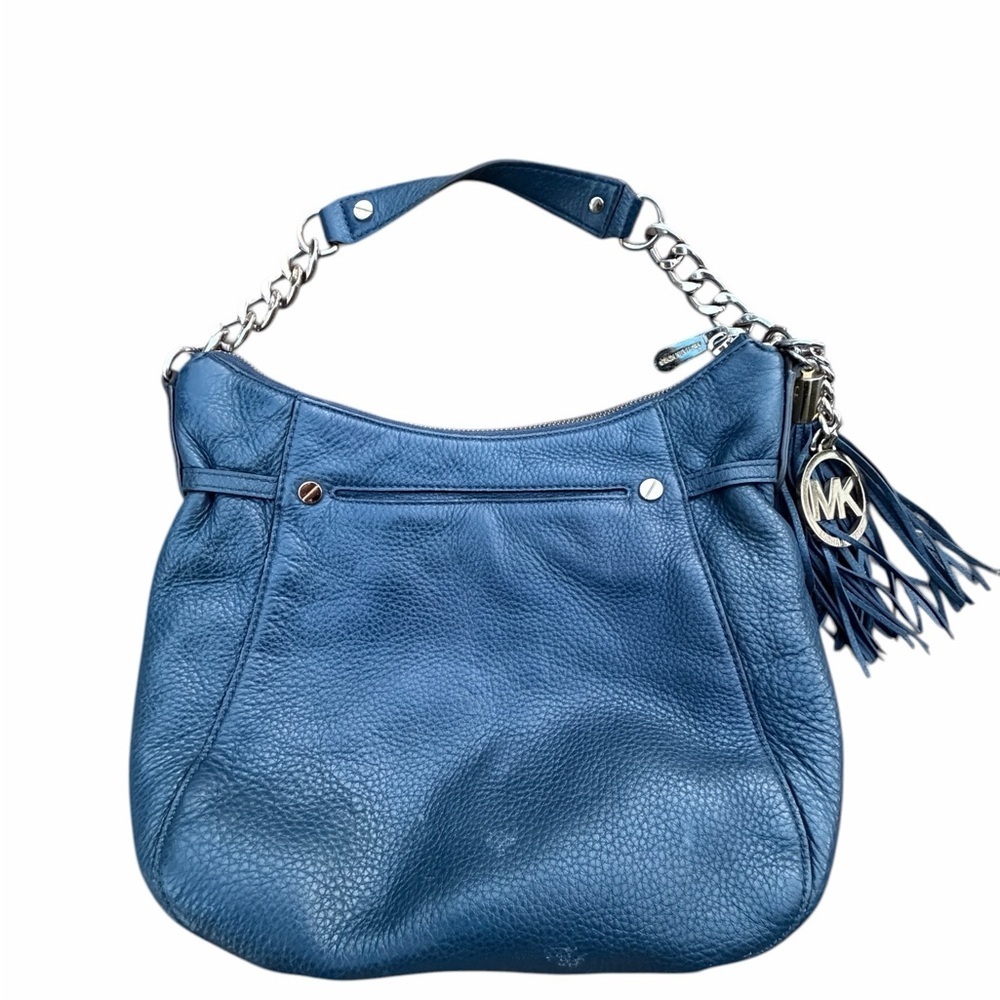 Michael Kors Navy Pebbled Leather Shoulder Bag with Tassel Charm vintage